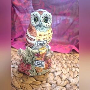 Fitz And Floyd Autumn Woods Owl Stump Ceramic Salt Pepper Shaker Set